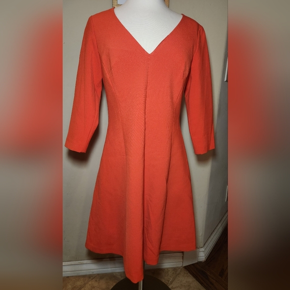 Trina Turk Colette Double Luxe 3/4‎ sleeve dress orange size 6 mini - Picture 1 of 6